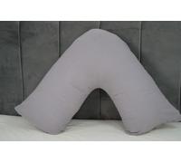 ARLINENS Quilted V Pillow With Flannel V Pillowcase 100% Brushed Cotton Pillowcase Soft Warm Cosy orthopaedic Maternity Back Neck & Pregnancy Support Pillow Standard Size 74 x 34cm (Grey)