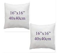 ARLINENS Set of 2 Cushion Pads White Polyester Cushions - Fillers Inserts Scatters Sofa Throw Couch Extra thick Cushions Hypoallergenic Bounce Back Square Cushion Pads (16x16(40x40cm))