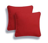ARLINENS Set of 2 Plain Cotton Cushion Cover Soft Decorative Square Cushion Covers throw Pillow cases, Home Decor Decoration For Sofa couch Bed & Chair With Invisible Zipper in (20x20, Red)