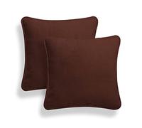 ARLINENS Set of 2 Plain Cotton Cushion Cover Soft Decorative Square Cushion Covers throw Pillow cases, Home Decor Decoration For Sofa couch Bed & Chair with Invisible Zipper in (20x20, Chocolate)