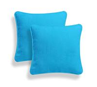 ARLINENS Set of 2 Plain Cotton Cushion Cover Soft Decorative Square Cushion Covers throw Pillow cases, Home Decor Decoration For Sofa couch Bed & Chair With Invisible Zipper in (20x20, Aqua Blue)