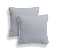 ARLINENS Set of 2 Plain Cotton Cushion Cover Soft Decorative Square Cushion Covers throw Pillow cases, Home Decor Decoration For Sofa couch Bed & Chair with Invisible Zipper in (18x18, Silver)