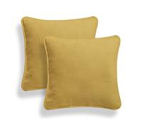 ARLINENS Set of 2 Plain Cotton Soft Decorative Square Cushion Covers throw Pillow cases, Home Decor Decoration For Sofa couch Bed & Chair in 16”18”20” sizes (20x20, Yellow)