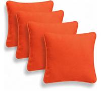 ARLINENS Set of 4 Plain Dyed 100% Cotton Cushion Cover Decorative Square Throw Pillow Cover Luxury Pillowcases for Livingroom Sofa Bedroom with Invisible Zipper (Orange, 16"x16")