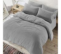 ARLINENS Silver Teddy Fleece Double Duvet Set Cover Quilt Bedding Set Thermal bedding Duvet Set Warm Cosy & Temperature Control Soft Fluffy Quilt Cover with Matching Pillow Cases (Silver, Double)