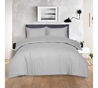 ARLINENS Soft Hotel Quality Satin Stripe T300 100% Egyptian Cotton Duvet Quilt Cover with Pillowcases Bedding Set (Grey, Single)