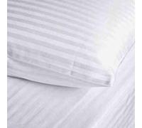 ARLINENS Soft Hotel Quality Satin Stripe T300 100% Egyptian Cotton Pair of Pillowcases (White)