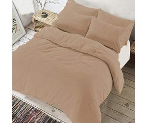 ARLINENS Teddy Fleece Duvet Quilt Cover with Matching Pillowcases Thermal Warm Soft Cosy Fluffy Bedding Set Available in 7 Colours (Beige/Latte, Double)