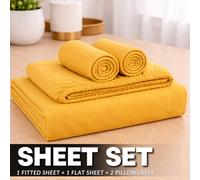 ARLinens Thermal Flannelette Sheet Set 100% Brushed Cotton 4Pc Fitted Flat Sheet Pillowcases