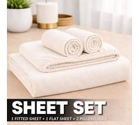 ARLinens Thermal Flannelette Sheet Set 100% Brushed Cotton 4Pc Fitted Flat Sheet Pillowcases