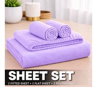 ARLinens Thermal Flannelette Sheet Set 100% Brushed Cotton 4Pc Fitted Flat Sheet Pillowcases