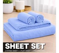 ARLinens Thermal Flannelette Sheet Set 100% Brushed Cotton 4Pc Fitted Flat Sheet Pillowcases