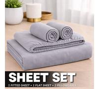 ARLinens Thermal Flannelette Sheet Set 100% Brushed Cotton 4Pc Fitted Flat Sheet Pillowcases