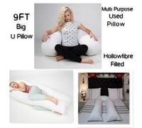ARLinens U Shaped Pillow 9Ft Hollowfiber Filled Orthopedic Maternity Pregnency Long Full Body Support U Pillow (9 Ft)