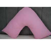 ARLINENS V Pillow With Pillowcase - Orthopedic V Pillow For Neck, Back, Pregnancy & Nursing Support Pillow-with polycotton pillowcase Standard Size 74 x 34cm (Pink)