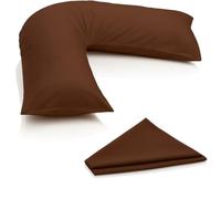 ARLINENS V Pillowcase Pack of 2 Plain Poly-Cotton Back & Neck Support V Shaped Pillowcase Orthopaedic/Pregnancy/Nursing Pillow Case Pair- Available in 25 Colours 74 x 34cm (Chocolate)