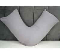 ARLINENS V Shaped Pillowcase 100% Brushed Cotton Flannel/Thermal V Case Warm Cosy orthopaedic Back Neck & Pregnancy V Pillowcase cover only Standard Size 74 x 34cm (Grey)