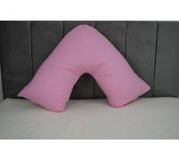 ARLINENS V Shaped Pillowcase Pack of 2 Plain Poly-Cotton Back & Neck Support V Pillowcase Orthopaedic/Pregnancy/Nursing Pillow Case Pair- Available in 25 Colours 74 x 34cm (Pink)