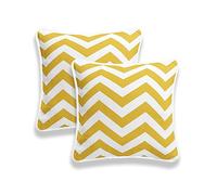ARLINENS ZigZag Style Chevon Cushion Cover in 100% Cotton and Size 18x18 or 45x45 cm Available in 5 Vibrant colour (Chevron Mustard, Pack Of 2)