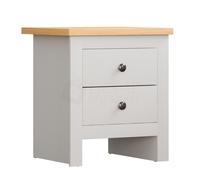 Vida Designs Bedside Table Arlington 2 Drawers White/Oak Effect
