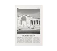 Arlington County Black And White Cemetery, Virginia, USA, United States, America City Map Travel Landscape Canvas Wall Art Posters And Prints Room Aesthetic Bedroom Office Decor 12x18inch(30x45cm)