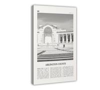 Arlington County Black And White Cemetery, Virginia, USA, United States, America City Map Travel Landscape Canvas Art Wall Decor Posters Home Bar Restaurant Garage Cafe Logo Gift 24x36inch(60x90cm)