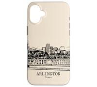 Arlington Texas Vintage Skyline Drawing Case for iPhone 16 Plus