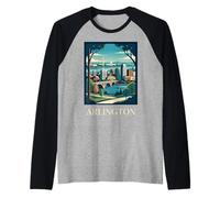 Arlington Virginia Retro Vintage Skyline River Washington DC Raglan Baseball Tee