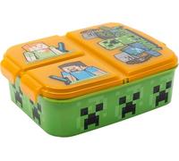 arlis Minecraft Lunch Box with 3 Compartments Plastic with Clip Clasps, Lunch Box for Kids (Minecraft Snack Box)