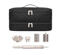 ARLMEGOR Double-Layer Travel Carrying Case for Revlon One-Step Hair Dryer Brush Volumizer Styler Shark FlexStyle Attachment Portable Storage Organizer Bag Hair Tools Travel Bag (Black)