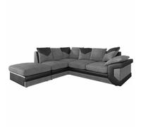 Arlo Corded Fabric Sofa with Leather-Effect Arms Left Hand Facing Corner SquareBoxx Grey One Size
