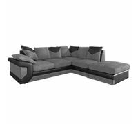 Arlo Corded Fabric Sofa with Leather-Effect Arms Right Hand Facing Corner SquareBoxx Grey One Size