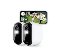 Arlo Essential 2 HD XL Video Security Camera Outdoor Wireless, XL Battery Operated Home Camera With Colour Night Vision, Light, Siren, 2 Way Audio & WiFi, Arlo Secure Free Trial, 2 Cameras, White