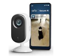 Arlo Essential 2K Indoor Pet Security Camera, Wired Home CCTV Camera Indoor With Night Vision, Siren, 2 Way Audio & WiFi, Arlo Secure Free Trial, 1 Camera, with auto privacy lens cover, white