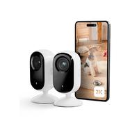 Arlo Essential 2K Indoor Pet Security Camera, Wired Home CCTV Camera Indoor With Night Vision, Siren, 2 Way Audio & WiFi, Arlo Secure Free Trial, 2 Cameras, with auto privacy lens cover, white