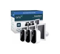 Arlo Essential 3 2K 3 Camera Kit with Solar Panel Smart Home Security Camera - White, White