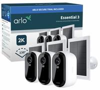 Arlo Essential 3 2K 3 Camera Kit with Solar Panel Smart Home Security Camera - White, White