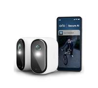 Arlo Essential 3 2K XL Video Security Camera Outdoor Wireless, XL Battery Operated Home Camera With Colour Night Vision, Light, Siren, 2 Way Audio & WiFi, Secure Free Trial, 2 Cameras, White