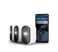 Arlo Essential 3 2K XL Video Security Camera Outdoor Wireless, XL Battery Operated Home Camera With Colour Night Vision, Light, Siren, 2 Way Audio & WiFi, Arlo Secure Trial Included, 3 Cameras, White