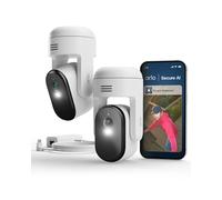 Arlo Essential 3 HD Pan-Tilt-Zoom Video Security Camera Outdoor, Wired Home 360º Camera With PoE Adaptor, Colour Night Vision, Spotlight, Secure Trial Included, 2 Cameras, White