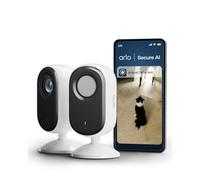 Arlo Essential 3 HD Security Camera Indoor, Wired Home Security Camera with Auto Privacy Lens Cover, Night Vision, Smart Siren, 2 Way Audio & WiFi, Arlo Secure Trial Included, 2 Cameras, White