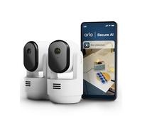 Arlo Essential 3 Pan-Tilt-Zoom Indoor Security Camera HD, Wired Home CCTV with Auto Privacy Lens Cover, 360 Degree, Night Vision, Pet Camera, 2 Way Audio & WiFi, Arlo Secure Trial Included, 2 Cameras