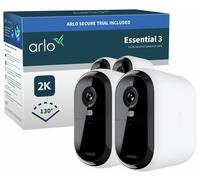 Arlo Essential 3 2K XL Video Security Camera Outdoor Wireless, XL Battery Operated Home Camera With Colour Night Vision, Light, Siren, 2 Way Audio & WiFi, Secure Free Trial, 2 Cameras, White