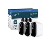 Arlo Essential 3 2K XL Video Security Camera Outdoor Wireless, XL Battery Operated Home Camera With Colour Night Vision, Light, Siren, 2 Way Audio & WiFi, Arlo Secure Trial Included, 3 Cameras, White