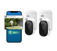 Arlo Essential Pan Tilt Security Camera 2K + 6 Months of Secure Plus Plan - Wired Plug-in Power Outdoor Camera, Person Recognition, Package Detection, Animated Preview, Auto Motion Tracking, 2 Cam