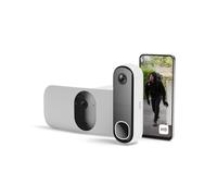 Arlo Floodlight Security Camera Outdoor and HD Video Doorbell, Quality 2K HDR, Colour Night Vision, Ringing Alarm Siren, Up to 3000 Lumen, 2-Way Talk, Free Trial of Arlo Secure