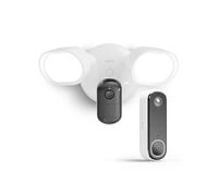 Arlo Floodlight Security Camera Outdoor and HD Video Doorbell, Quality 2K HDR, Colour Night Vision, Ringing Alarm Siren, Up to 2000 Lumen, 2-Way Talk, Trial of Arlo Secure Included, White