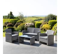 Arlo Grey Rattan Lounge Set - 2 Seat Sofa, 2 x Chairs + Table Artemis Home Light Grey One Size