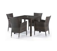 arlo outdoor rattan dining table with 4 chairs in black and brown