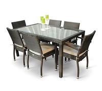 arlo outdoor rattan dining table with 6 chairs in black brown
